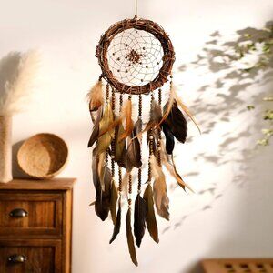 Handcrafted Dreamcatcher with Brown Feathers